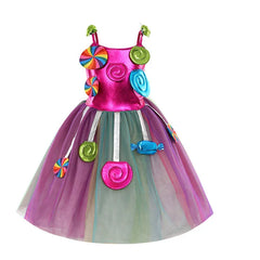 Fancy Carnival Lollipop Fairy Costume Girls Candy Tutu Dress Purim