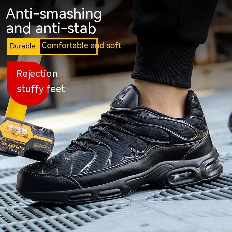 Sport Air Cushion Reflective Work Safety Boots Anti-smash Fashion Safety Shoes Steel Toe Sneaker Man Puncture Proof Work Shoes
