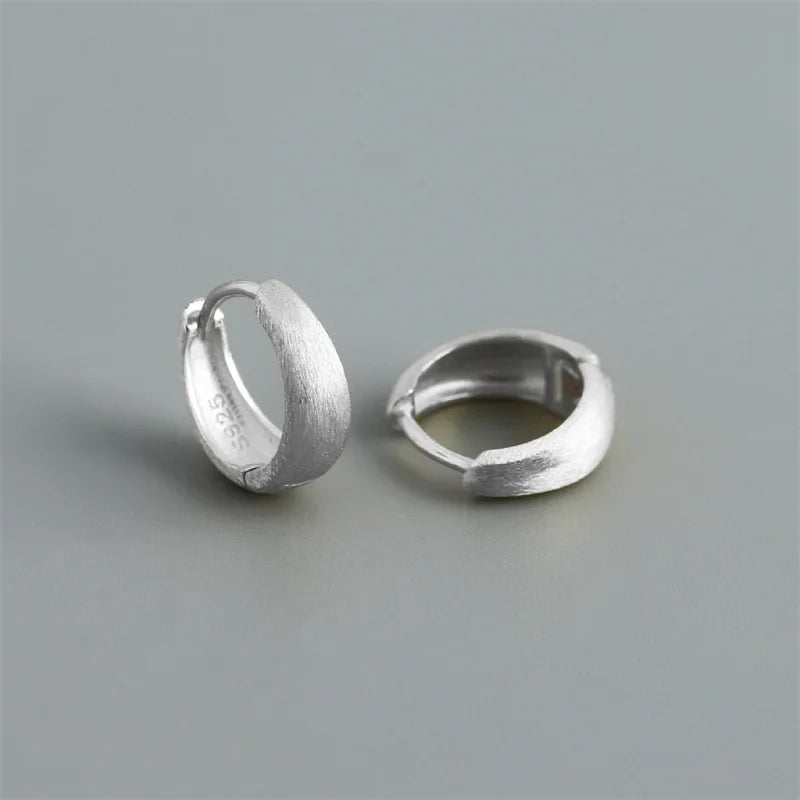 WANTME 925 Sterling Silver Simple Statement Matte Large Huggies Hoop Earrings for Men Women Fine Gothic Punk Charms S925 Jewelry