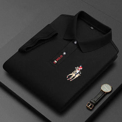 Brand Embroidered Men's Pure Cotton Popsicle Cotton Short Sleeved Polo Shirt Summer New Business Casual Breathable Men's Top 4xl