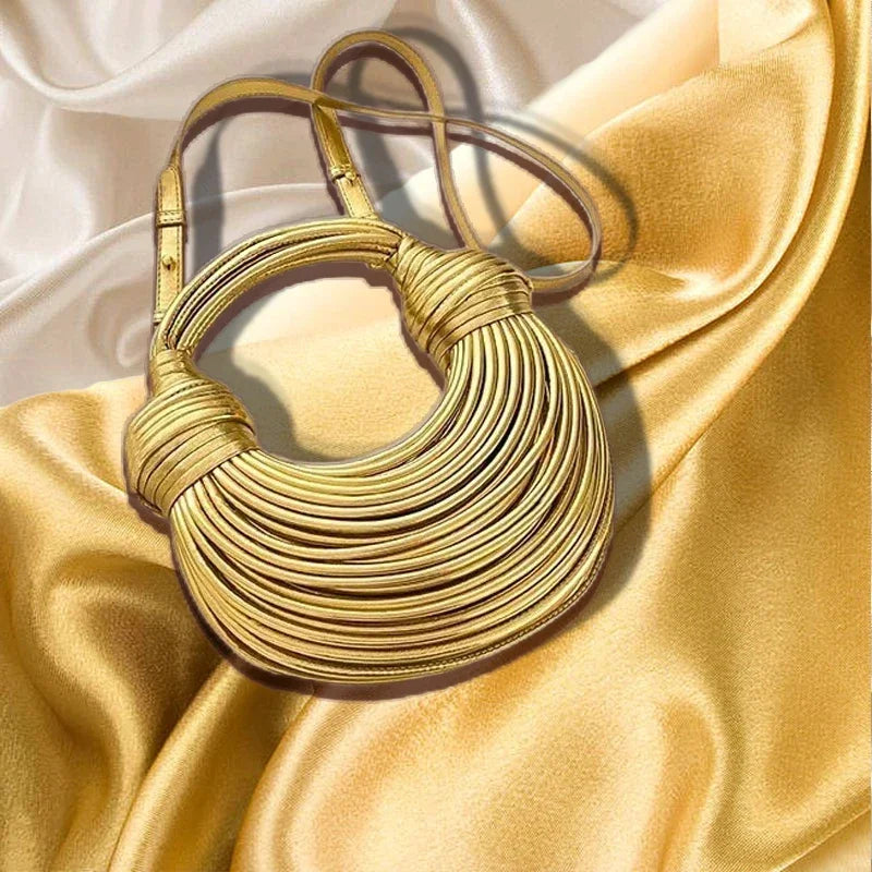 Handbags for Women in Gold Luxury Designer Brand Handwoven Noodle Bags
