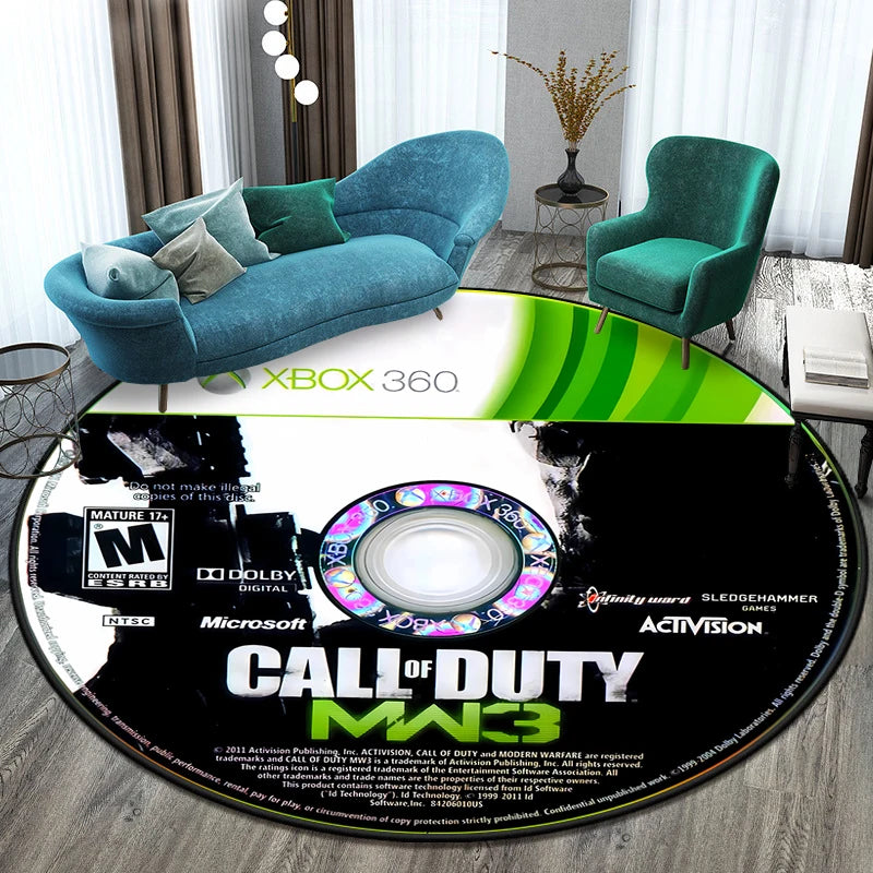 Game Shooting Call CD Round Carpet for Living Room Rugs Camping Picnic Mats Flannel