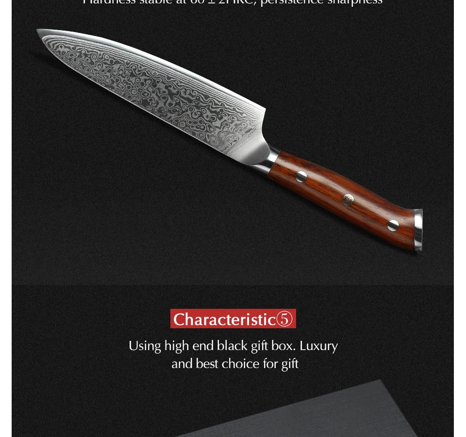 1PCS or 3PCS Kitchen Knife Sets Japanese Forged Damascus Steel Chef