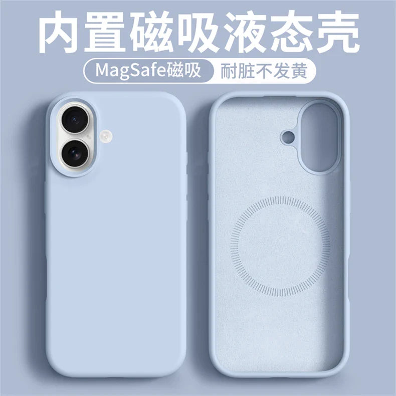 Magnetic Case For iPhone 17 Pro Max 17 Ari MagSafe Liquid Silicone Comfortable Feel Built in Flocking Protect Cover