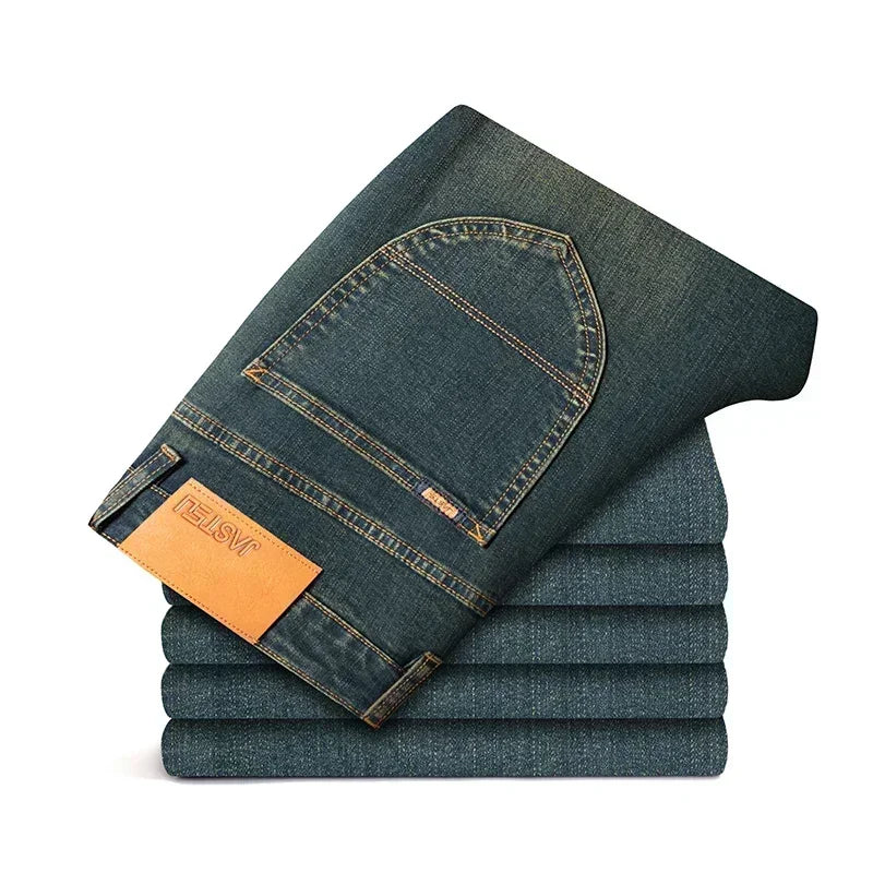 Early Autumn Brand Stretch Men Jeans Retro Slim Denim Trousers Fashion Casual Straight