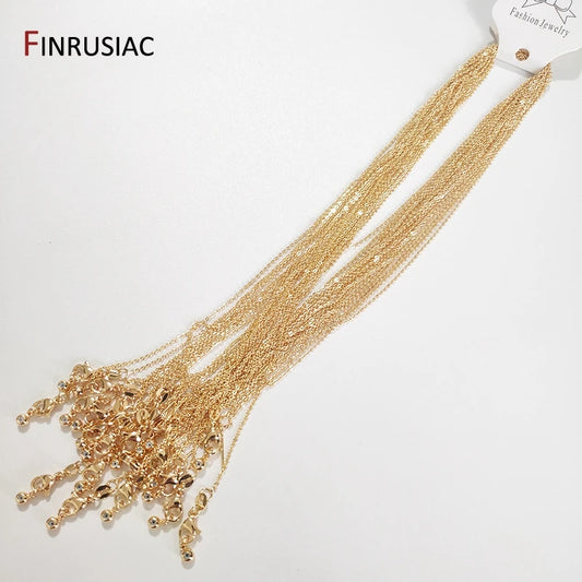 Real Gold Plated Thin Necklace Chain, 45cm Simple Trendy Adjustable Chain for DIY