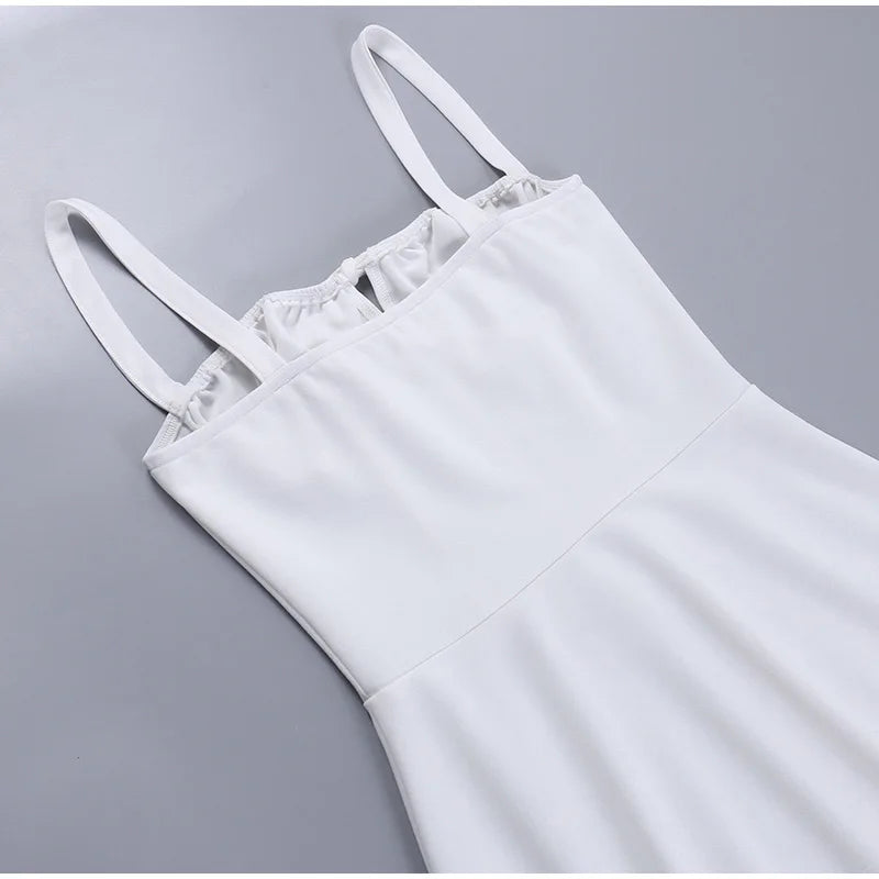 Sexy Strapless Suspender Dress Women Solid Lace Up White Pink Short Dresses 2023 Summer Casual Female Party Club Vestidos