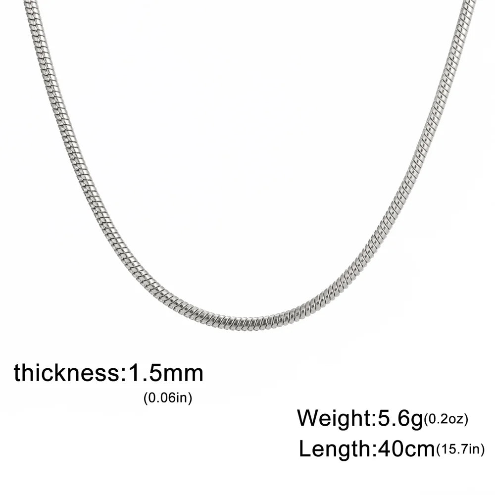 My Shape Round Snake Chain Necklace for Women Men Stainless Steel Link Chain 0.9mm 1.2mm 2mm Chains Choker Fashion Jewelry Gifts