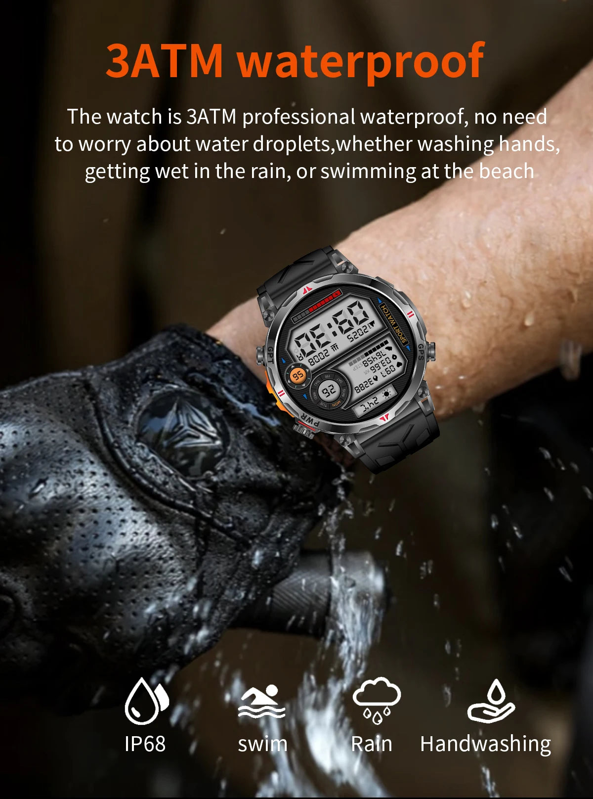 2025New Military GPS Sport Smartwatch Men 650mAh AMOLED Screen Compass Altimeter 10ATM Waterproof Heart Rate Wireless Call Clock