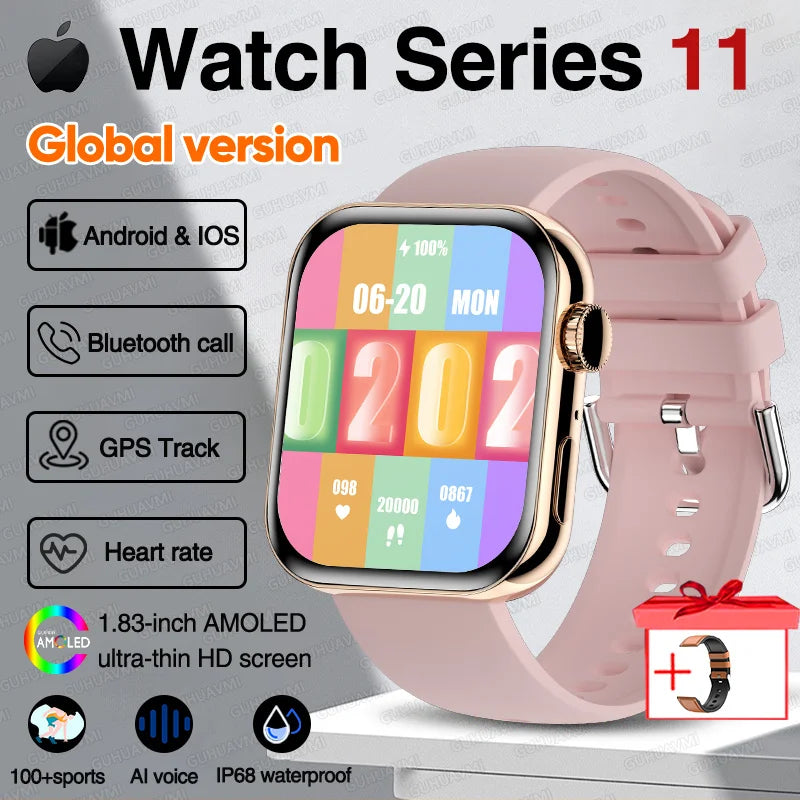 New Series 11 Watch Original Men Women Bracelet AMOLED Display Heart Rate Bluetooth Call GPS Track Waterproof Sports Smartwatch