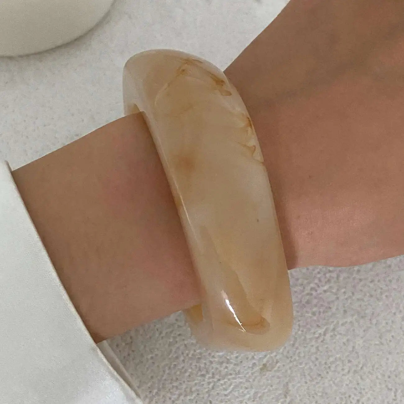 IngeSight.Z 3 Styles Vintage Irregular Resin Bangle Bracelets Women Punk Geometric Wide Metal Bracelet Chunky Party Jewelry Gift