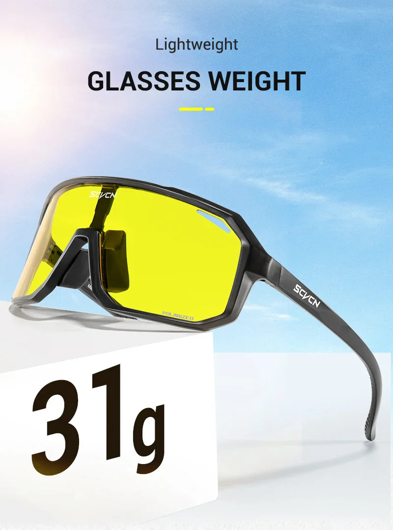 SCVCN New Yellow Polarized Cycling Sunglasses Men Bike MTB Driving Glasses Women Outdoor Sports Hiking Fishing UV400 Glasses
