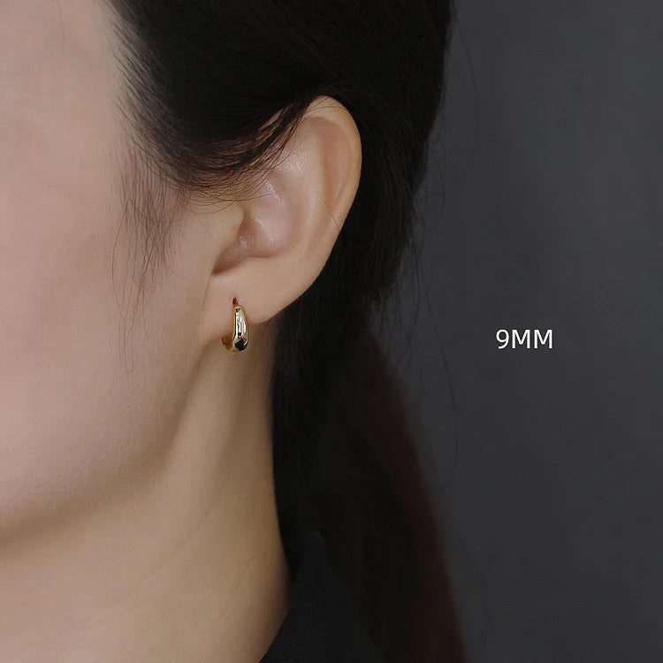 INZATT 100% 925 Sterling Silver 18K 6/7/8/9/10mm Round Hoop Earrings for Women Classic Fine Jewelry Minimalist Accessories