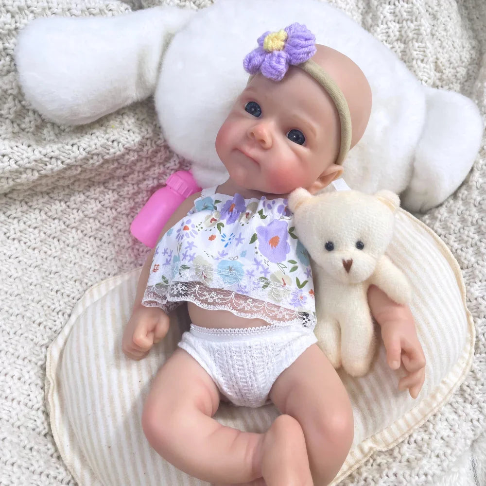Mini 13 Inch Full Solid Silicone Bettie Reborn Baby Doll Washable Body Girl Adorable Silicone Doll Birthday Christmas Gift