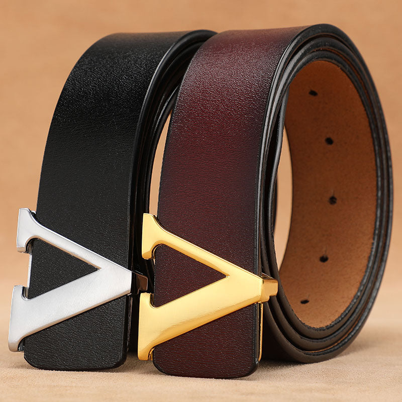 New Retro Smooth Buckle Belt Men's Oversized Leather Pure Cowhide Letter Belt Designer Belts Men High Quality