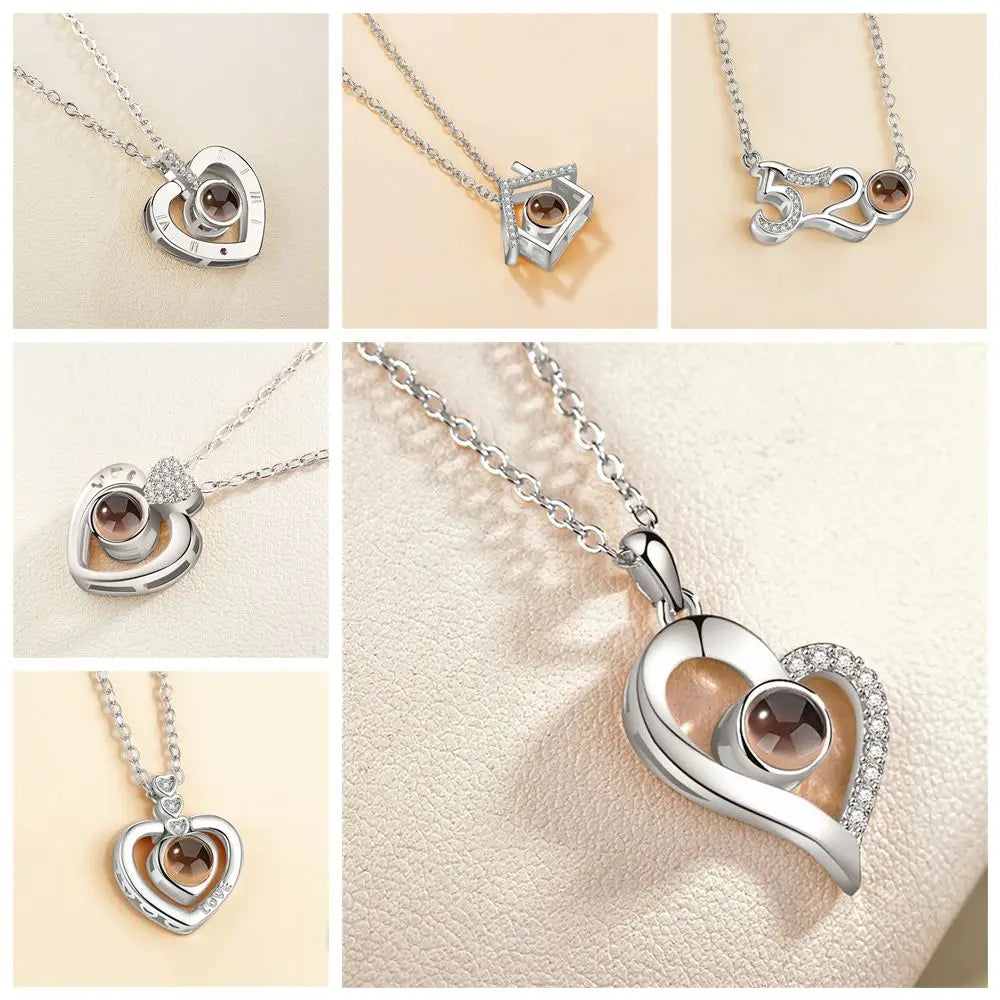 Letter Projection Necklace 100 Languages I Love You Pendant Necklace Women Jewelry Collier Femme Bijoux Best Friends Gifts