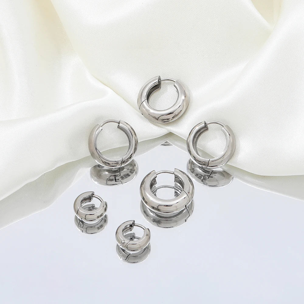 Joolim Jewelry Waterproof & Tarnish Free Minimalist PVD New Small Circle Huggie Stainless Steel Earring for Women