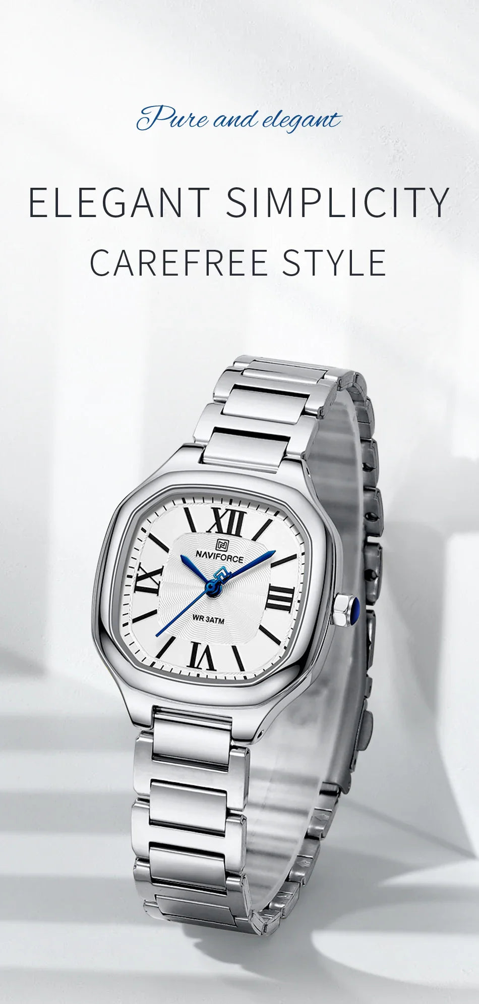 NAVIFORCE Brand High Quality Women Quartz Watch Stainless Steel Strap Casual Elegant Waterproof Wristwatch Relogio Feminino 2024
