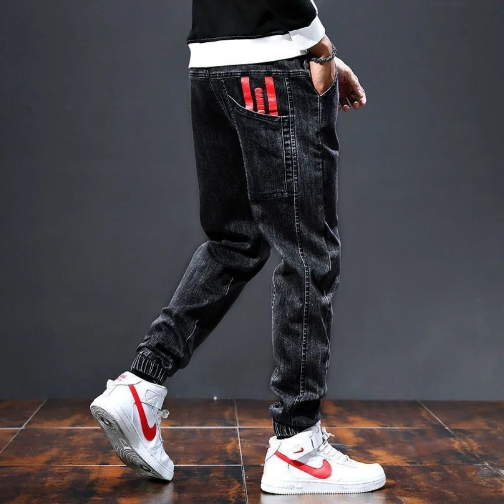 Spring Summer Black Blue Cargo Jeans Men Streetwear Denim Jogger Pants Men