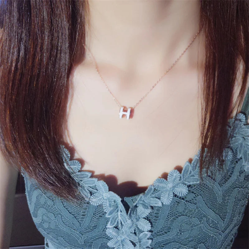 H Letter Necklace Female Simple Temperament All Clavicle Chain Internet Red