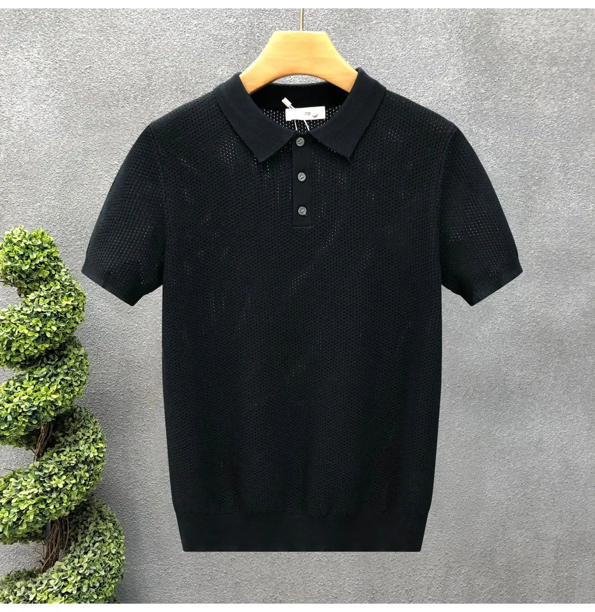 Turn Collar Knit Polo Shirt Short Sleeve Mens Sweater Top