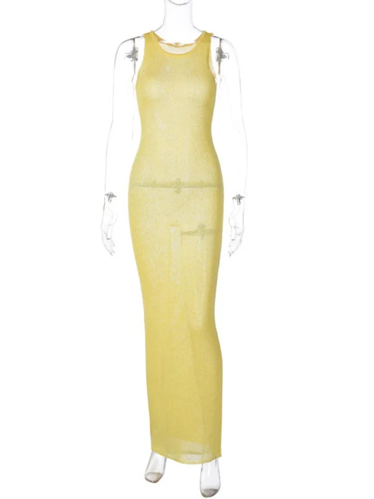 Tossy See-Through Fashion Sleeveless Maxi Dress Female Casual
