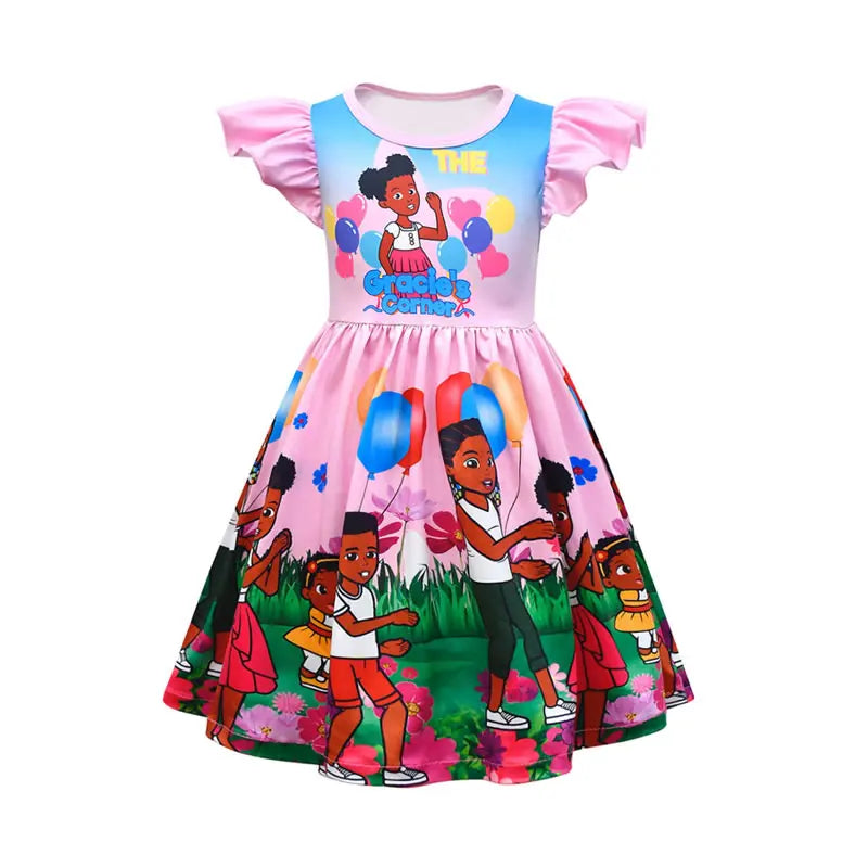 Gracies Corner Dress For Baby Girl Cloth Summer Kid Up Print Cartoon