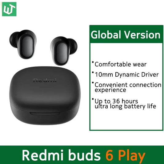 Global Version Redmi buds 6 Play Earphone AI noise cancellation for calls 10mm Dynamic Driver Bluetooth 5.4 TWS Headphone