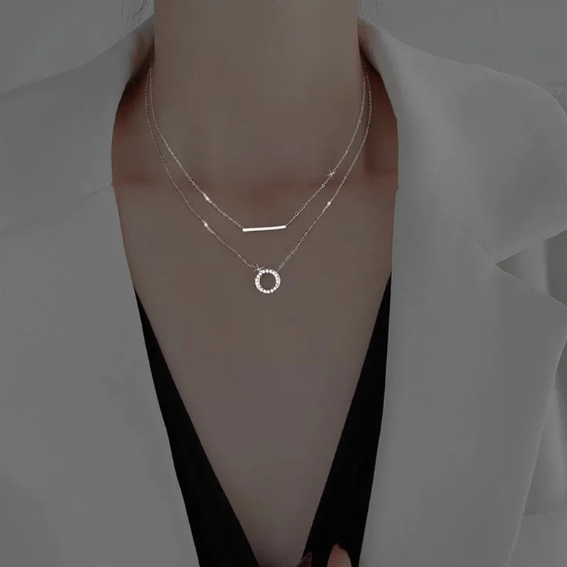 Women Choker Necklace Silver Color Temperament Small Beads Heart Butterfly