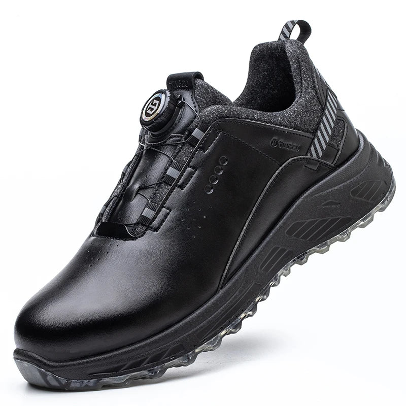 Insulation 6KV Black Leather Work Safety Shoes For Men Anti Smashing Steel Toe Cap Boots Non-slip Indestructible Male Footwear