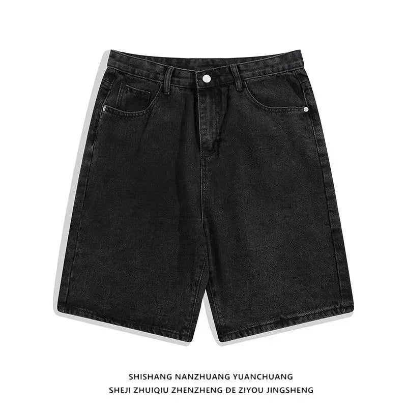 Shorts Letter Cartoon Patchwork Loose Jeans Wide Leg Pants Harajuku Rock Pants Men