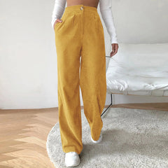 High Waist Wide Leg Pants Women Straight Trousers Oversize Yellow Sweatpants