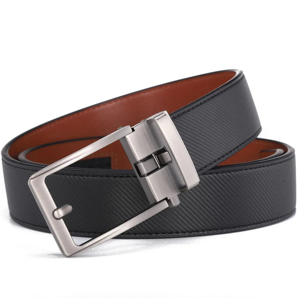 Unisex Click Belts for Men Luxury Brand Designer Fashion Automatic Buckle Genuine Leather Men's Belt Male Jeans Waist Strap Blue