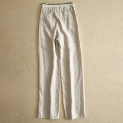 Cotton linen wide-legged pants female large size summer Korean fashion