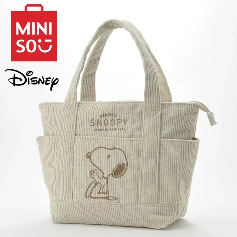 Disney Series Cute Snoopy Corduroy Tote Bag Casual Hundred Students