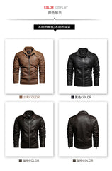 leather men plus fleece autumn and winter leather jacket wash men's coat