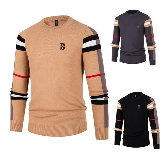 Men's Sweater Knitted Pullover 2024 Autumn/Winter Soft Warm Striped Men Clothing