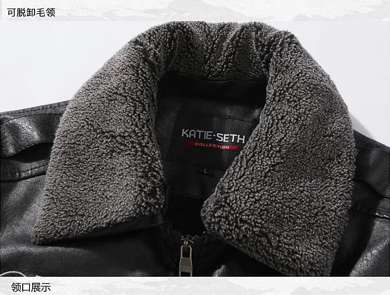 Men Autumn Jacket Bomber Biker Zipper Motorcycle Faux Fur Coat Male Fleece Pilot