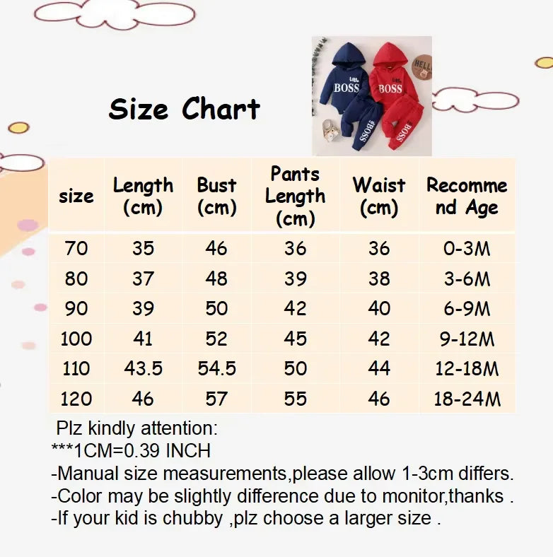 0-24 Months Newborn Baby Boy 2PCS Clothes Set Letter Print Long Sleeve Hoodie Romper+Pants Toddler Boy Cute Spring&Autumn Outfit
