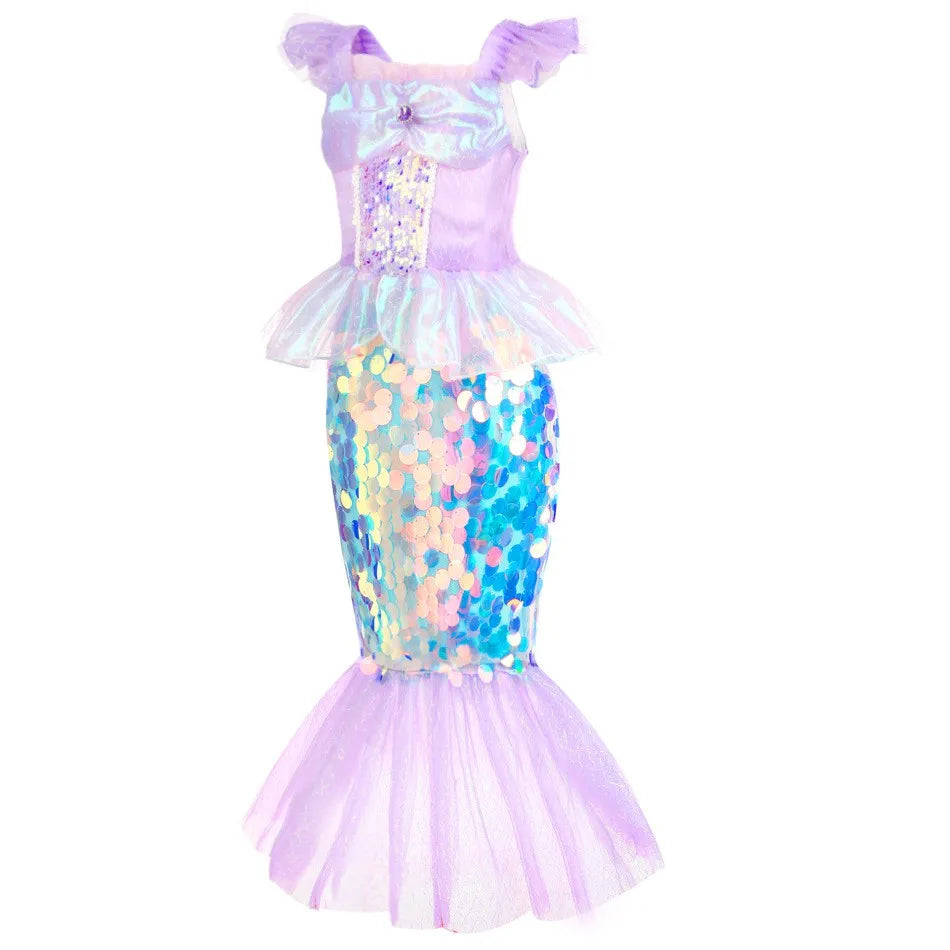 Christmas dress for Girl Dress Ariel Costumes Children's Sequined Fishtail Party Clothes Deguisement Fille