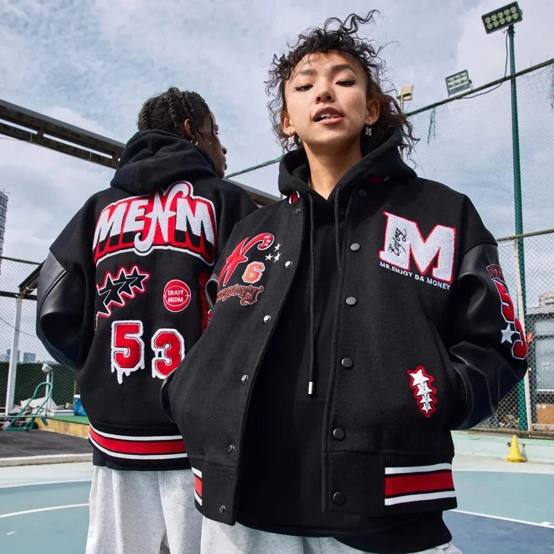 American Oversize Baseball Jacket Men's Spring And Autumn Vintage Pu Leather  Jacket