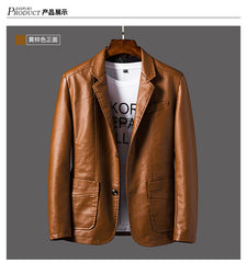 Leather Jacket Men's Slim Suit Leather Jacket Men's Spring And Autumn Biker