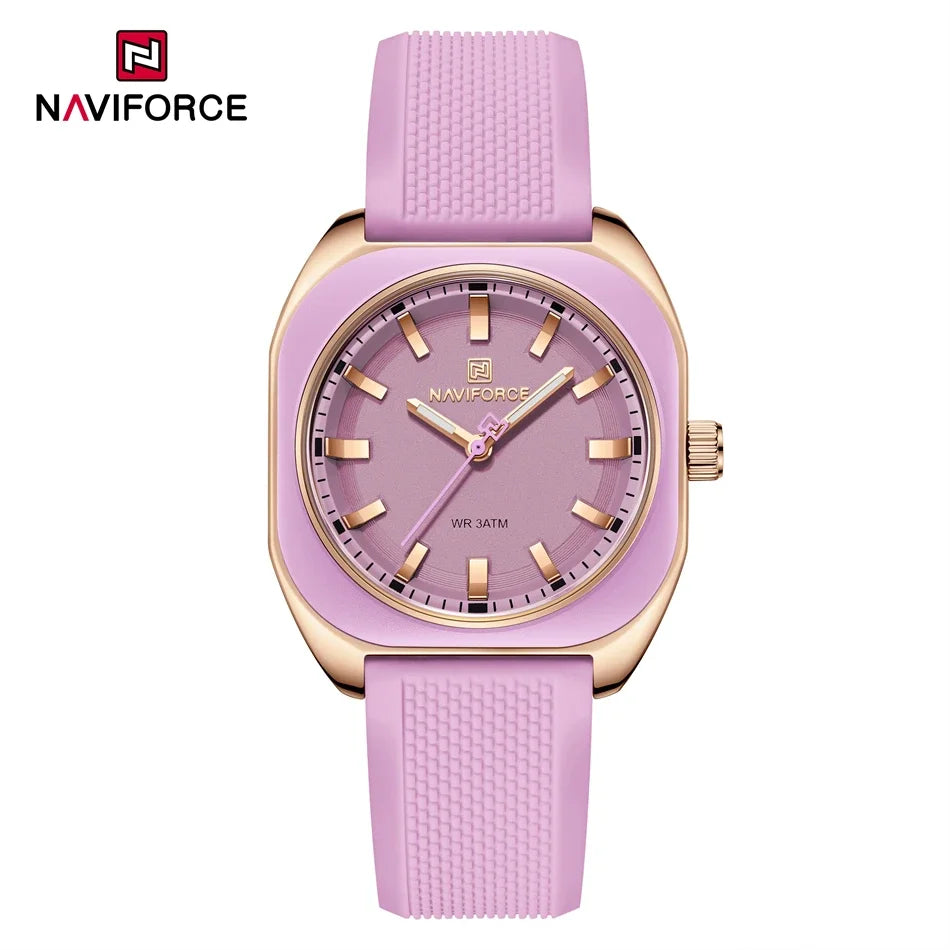 NAVIFORCE Fashion Women's Casual Elegant Simple Polygon Quartz Silicone Watch Gift for Women Wristwatch Casual Relogio Feminino