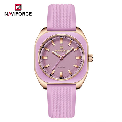 NAVIFORCE Fashion Women's Casual Elegant Simple Polygon Quartz Silicone Watch Gift for Women Wristwatch Casual Relogio Feminino