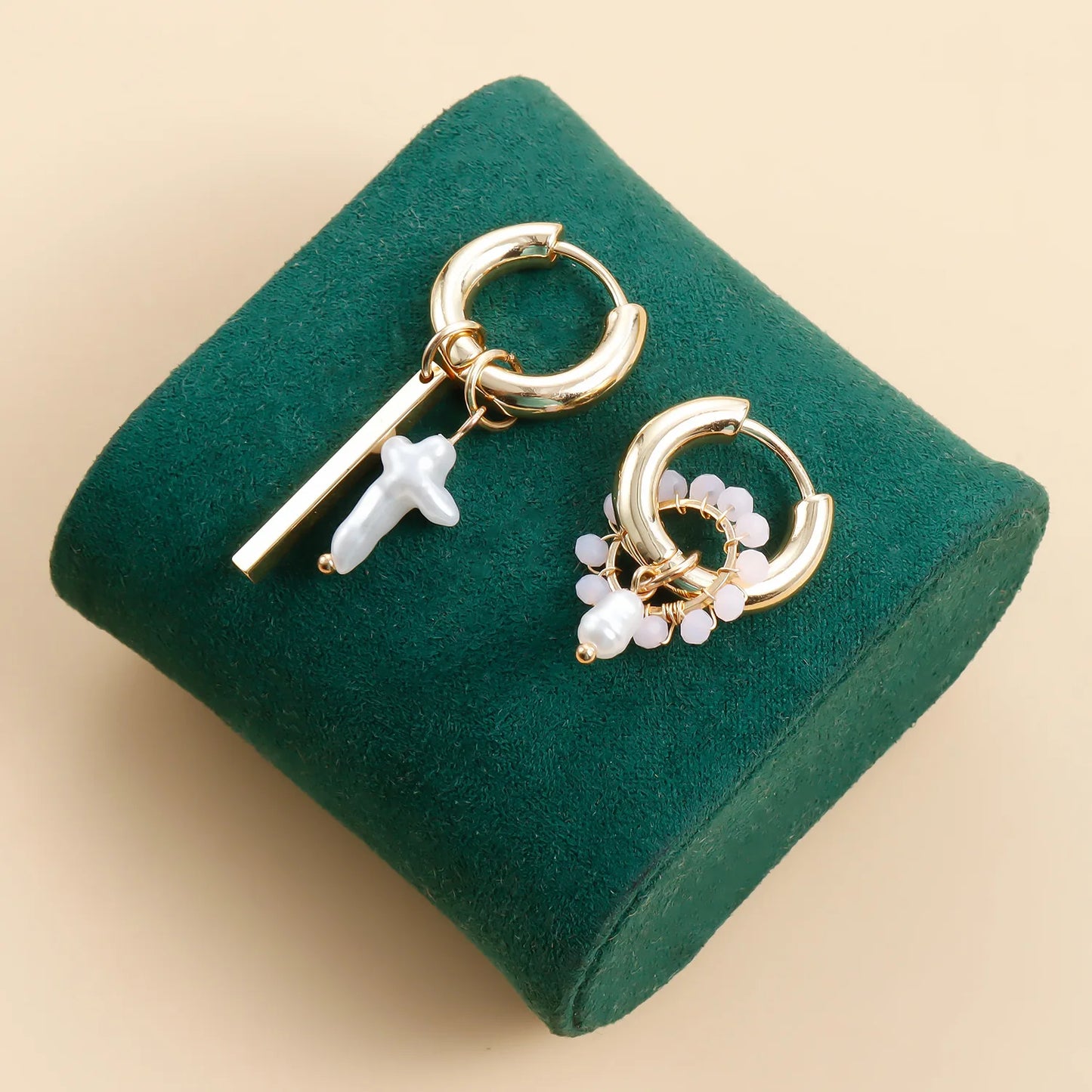 Geometric Crystal Asymmetric Dual-use Ear Buckle Earrings for Women Jewelry