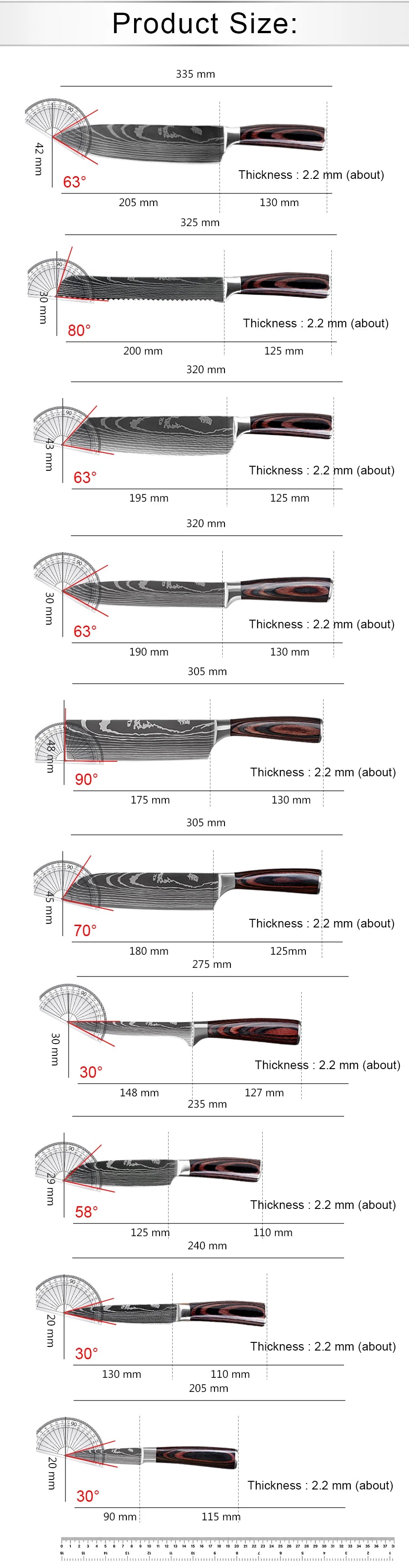 Sharp Kitchen Knives Cleaver Meat Fish Fruit Bread Knife Butcher Boning Japanese Knife