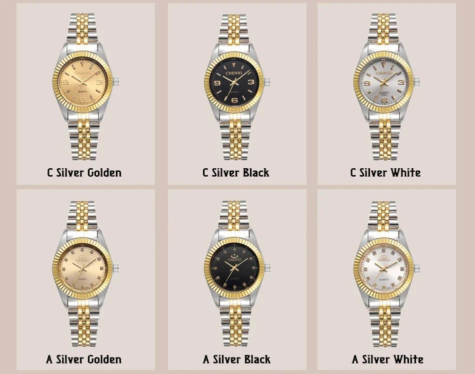 CHENXI Super Hot Sale Luxury Women's Watch Quartz Golden Stainless Steel Small Dial Charm Dress Trendy Wristwatch for Fashion La