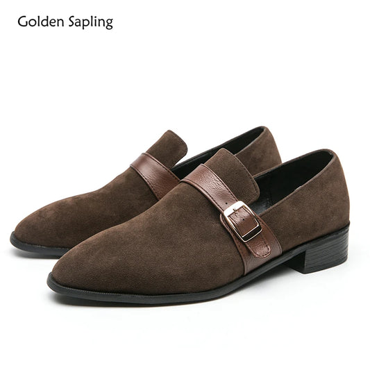 Golden Sapling Businessmen Shoes Office Formal Flats Men's Wedding Shoes Dress Loafers for Men Fashion Suede Leather Moccasins