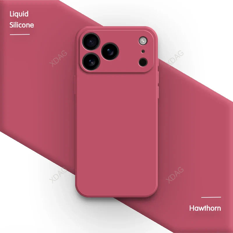 Liquid Silicone Original Phone Case for iPhone 17 Pro Max Air 17Pro 17Max 5G Straight Edge Lens Protection Soft Basic Back Cover