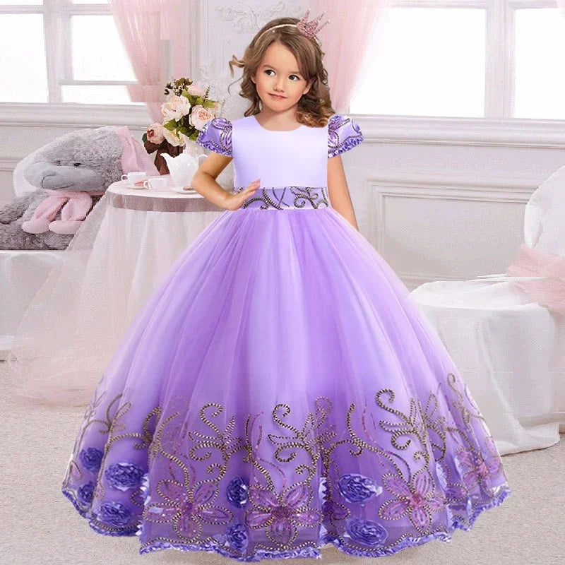 New Flower Girl Dresses Piano Performance Dress Birthday Wedding Party Pageant Costume Gorgeous Birthday Evening Dress 4-14Y